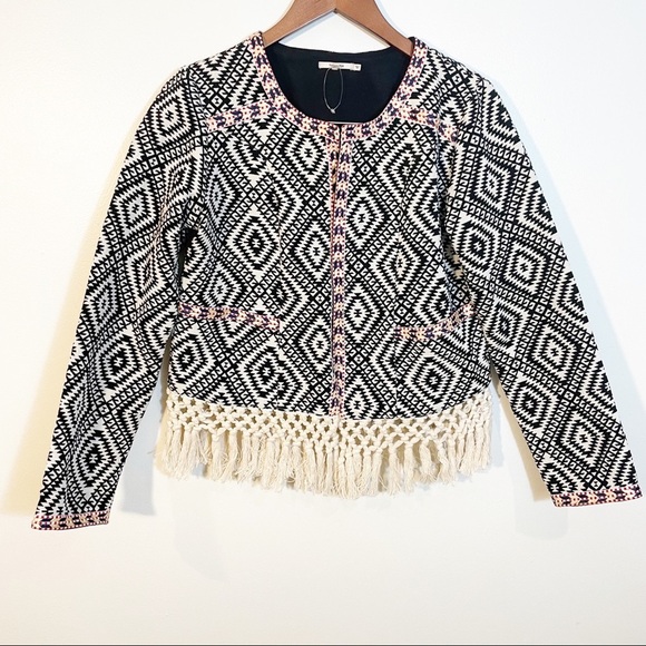 Tularosa Jackets & Blazers - TULAROSA Revolve Santa Fe Fringe Macrame Open Jacket Geo Tribal Aztec Medium